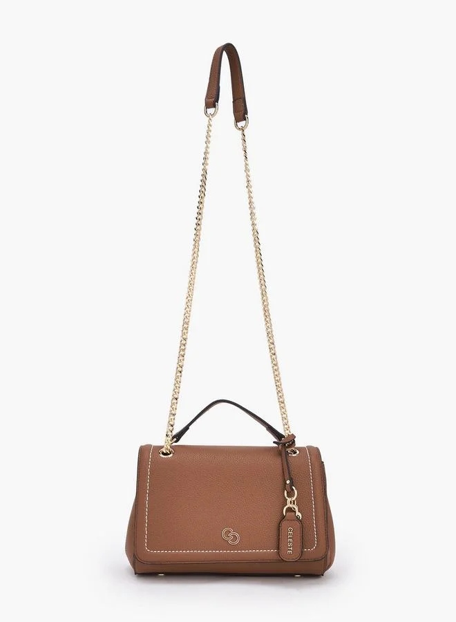 سيليست Contrast Stitch Design Crossbody Bag With Chain Strap